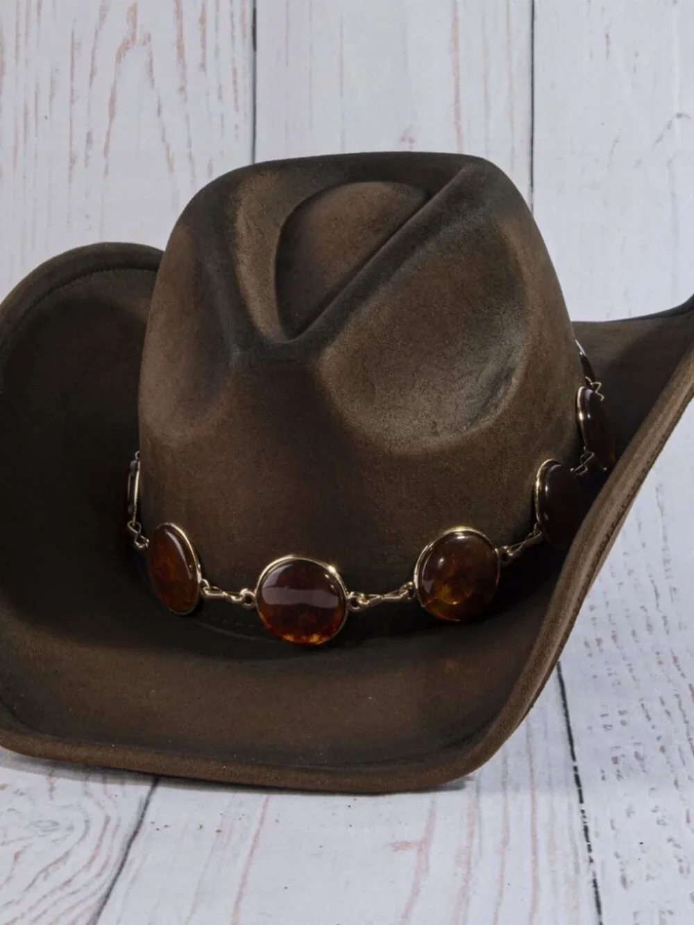 Stylish Round Stone Concho Cowboy Hat